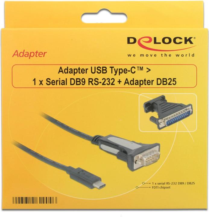Actual product image Delock USB TypeC to Serial Adapter (1.80 m, Industrial cables)