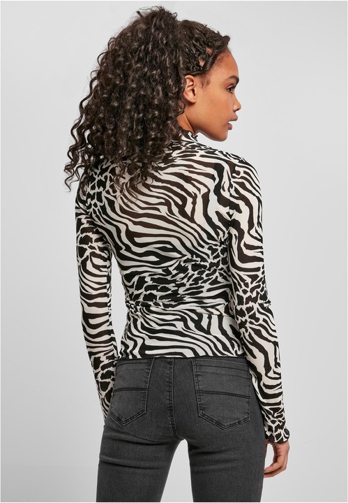 Actual product image Urban Classics Ladies AOP Mesh Turtleneck Longsleeve (XS)