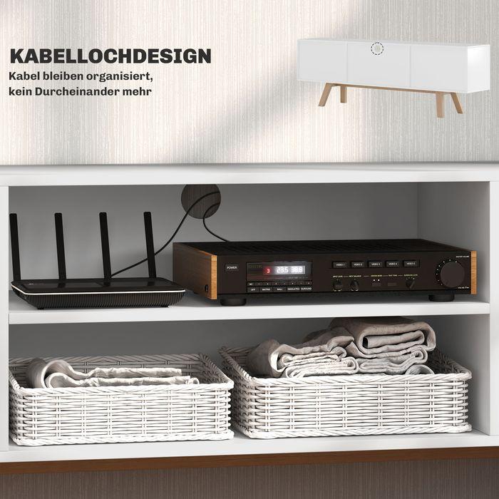 Image du produit Swisshandel24 TV-Schrank, Fernsehtisch für Fernseher bis zu 65 Zoll, Lowboard mit 2 Schränken