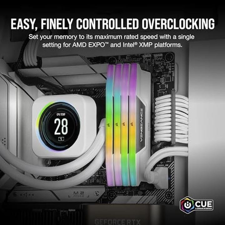 Immagine prodotto Corsair RAM D5 6400 32GB C36 Vengeance RGB K2 W (2 x 16GB, 6400 MHz, RAM DDR5, DIMM)