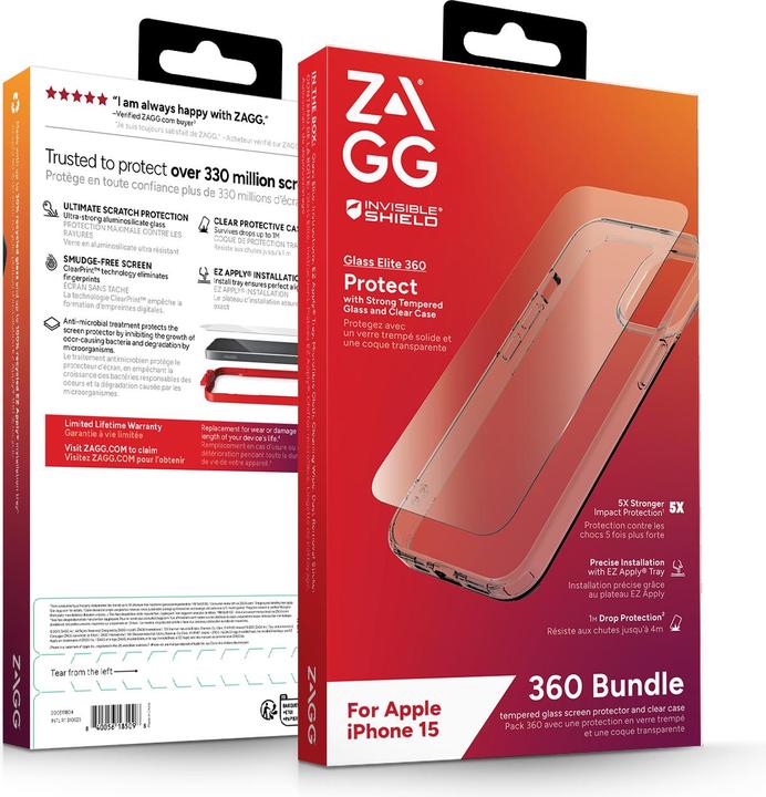 Image du produit Zagg Invisibleshield Bndl Glass (1 pcs, Apple iPhone 15)