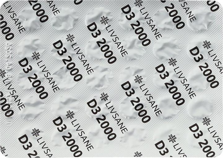 Nutritional values and ingredients Livsane Vitamin D3 2000 Tabl (30 Piece, Pills, 21 g)