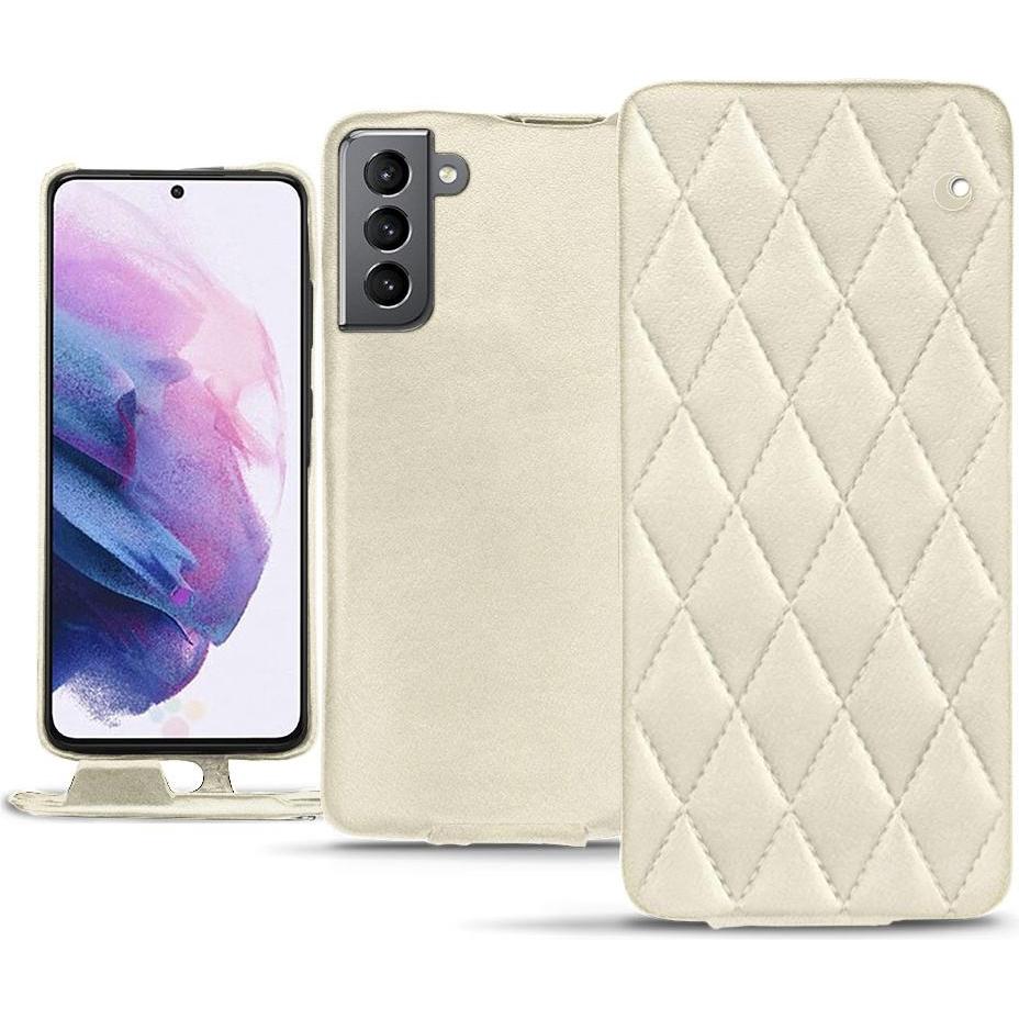 Thumbnail - Noreve Lederschutzhülle vertikal (Samsung Galaxy S21), Smartphone Hülle, Weiss