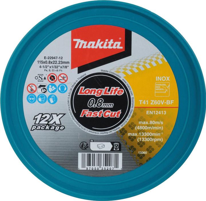Image du produit Makita Trennscheibe 115x0,8 mm INOX - E-22947