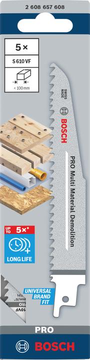 Actual product image Bosch Professional Zubehör PRO Multi Material Demolition S610VF blade, 1.6 x 22 x 150 mm, 5 pcs.