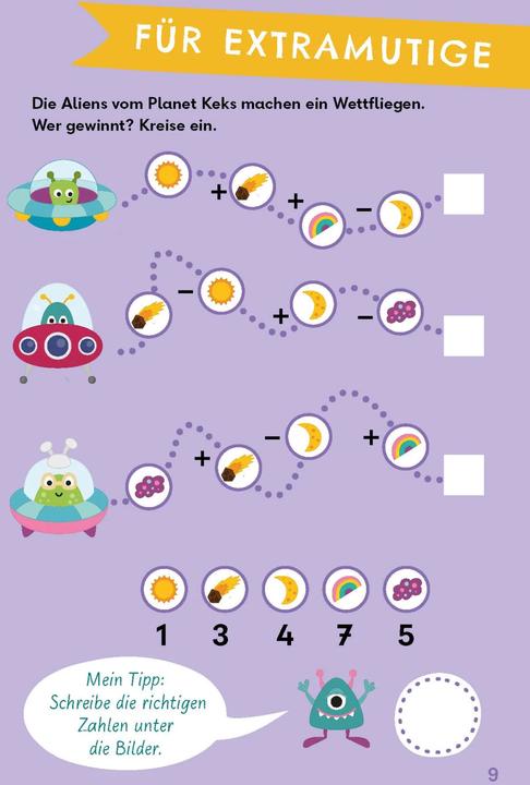 Actual product image Rechenrätsel für mutige Kinder - Abenteuer Weltraum (German, Janine corner, Ulrike Rogler, 2024)