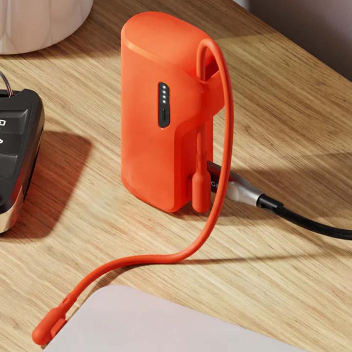 Actual product image Cygnett Battery bank Thumboost 5K Powerbank con cavo integrato (ORANGE) (CY5358PBCHE) (5000 mAh, 20 W, 18.50 Wh)