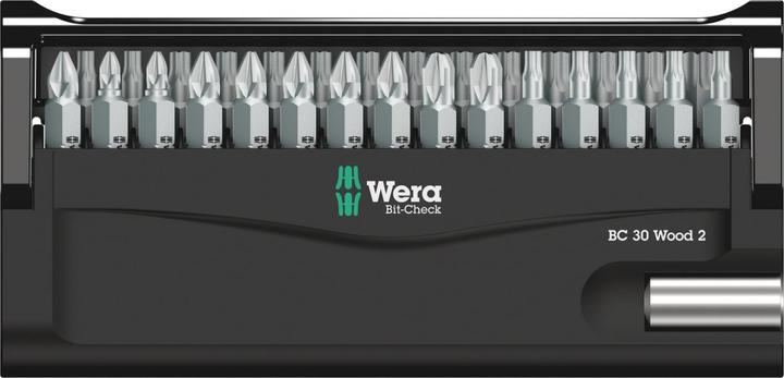 Productafbeelding Wera Bit-Check 30 Hout 2 SB (2xPZ3, TX 4 x 25 mm, PH2X 25mm, 5 x PZ, 1x TX40)