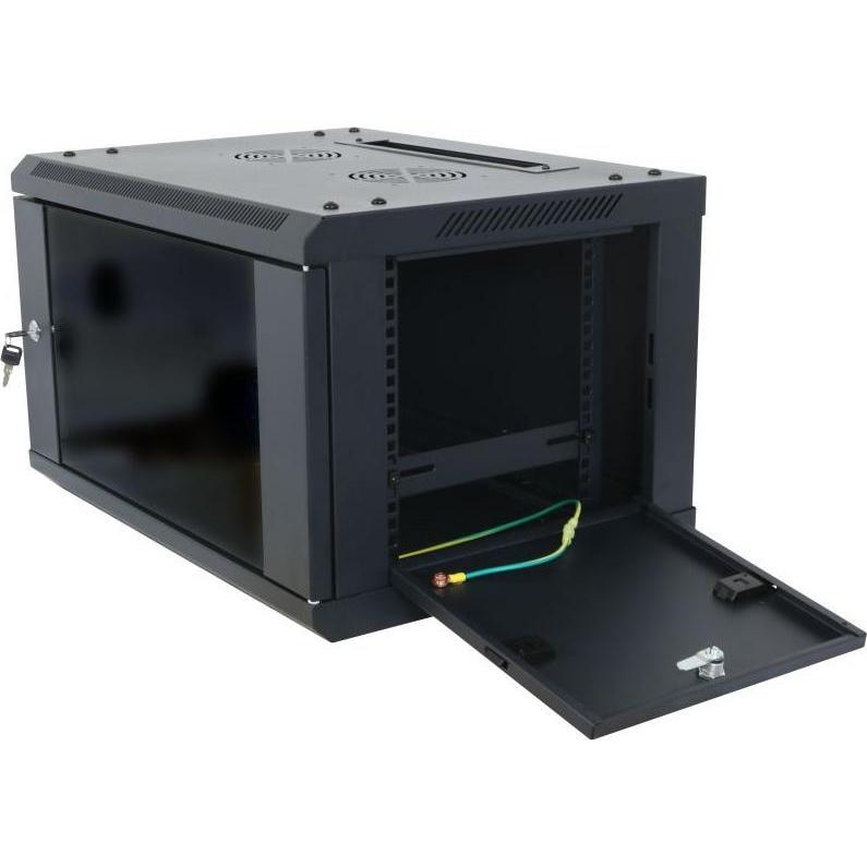 Allnet 19 armadio a muro 12U L600 / P450mm smontato (tariffa flat) *nero* serie SMA (12 HE, Rack da 19 pollici), Armadio rack, Nero