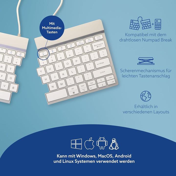 Actual product image R-Go Tools R-Go Keyboard Split Break US Layout Bluetooth White (USA, Wireless)
