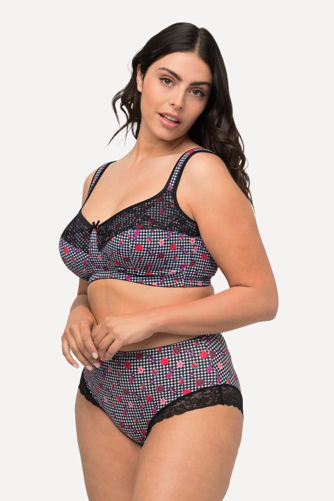 Produktbild Ulla Popken Midislip, Hahnentrittmuster, Blumen, Spitze (58, 60)