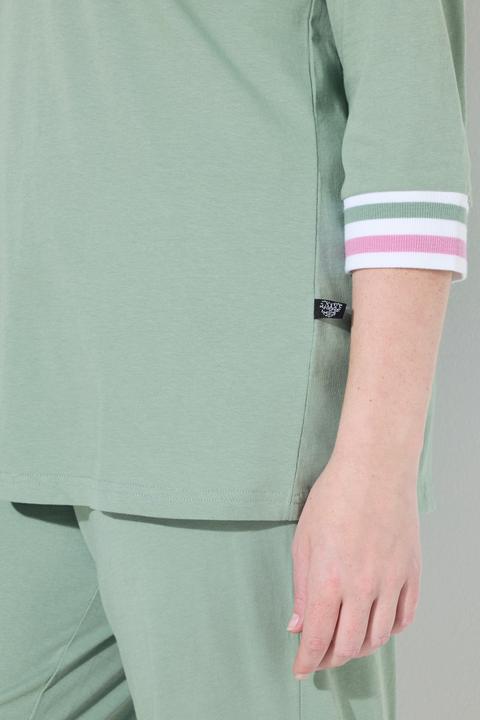 Immagine prodotto Ulla Popken Pigiama con dettagli a righe, scollo a V e maniche a 3/4 (58)