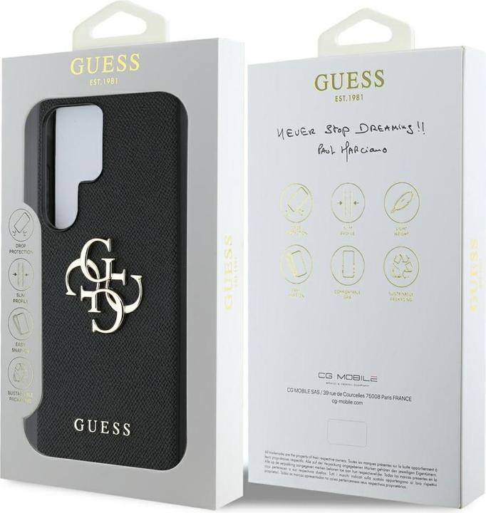 Produktbild Guess Etui Grained Big 4G Logo Small Classic Logo do Samsung Galaxy S25 Ultra czarny (Samsung Galaxy S25 Ultra)