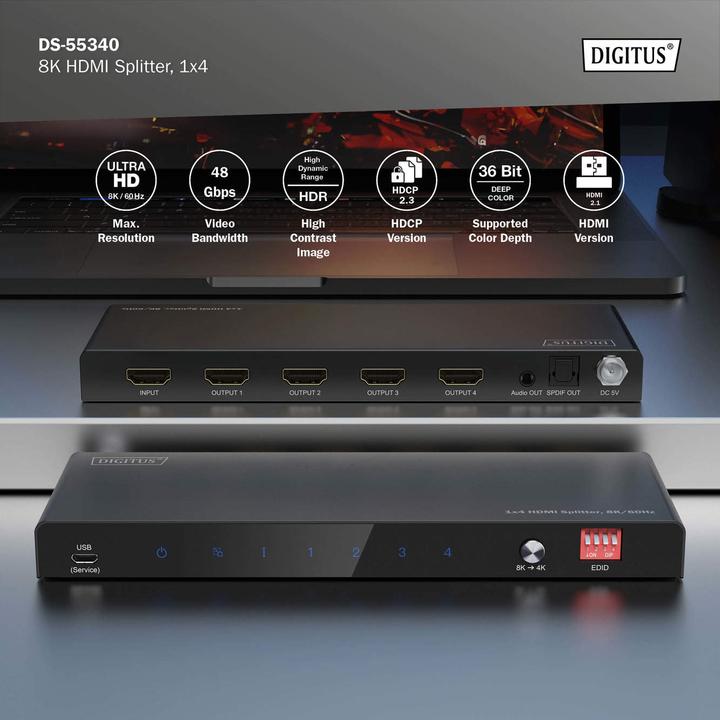Produktbild Digitus 8K HDMI Splitter, 1x4