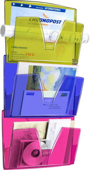 Immagine prodotto Cep Portadepliant da parete Happy set di 3, DIN A4, 1 scomparto, colorato (A4)