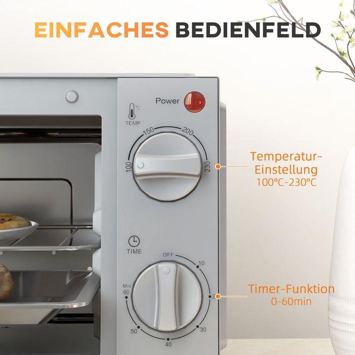 Produktbild Swisshandel24 Minibackofen 9L Mini Ofen mit Backblech, Grillrost, 100 °C-230 °C Edelstahl, silber