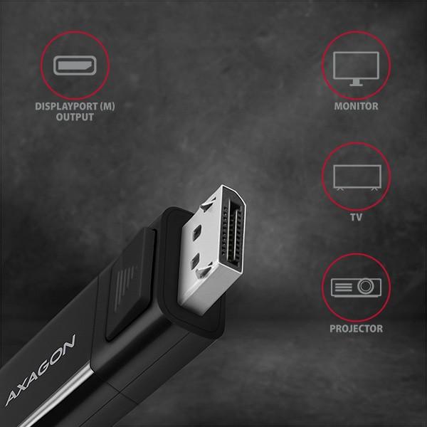 Actual product image Axagon RVC-DPC USB-C to DisplayPort cable, 1.8 m, 4K/60Hz (1.80 m)