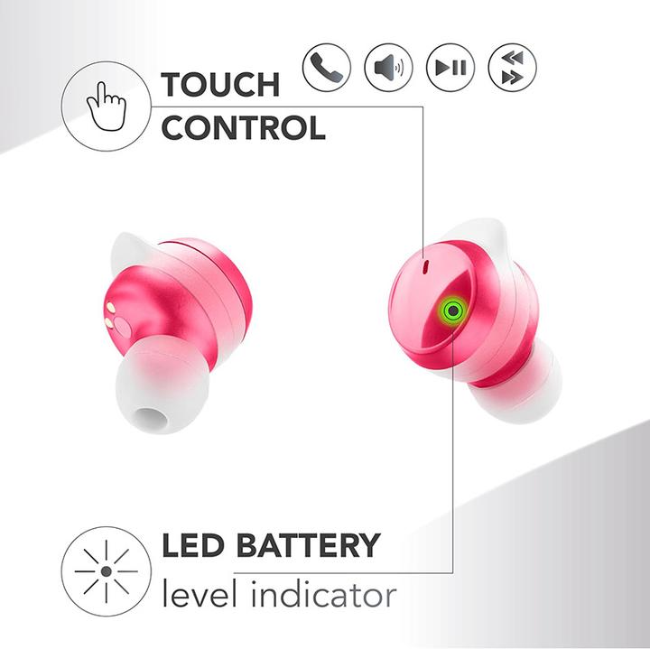 Image du produit Cellularline Music Sound Flow Casque intra-auriculaire sans fil Musique et appels Bluetooth Rose (Pas de réduction du bruit, 25 h, Sans fil)