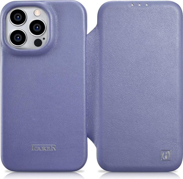 Image du produit iCarer CE Premium cuir Folio Case pour iPhone 14 Pro Magnetic Flip Leather Folio Case MagSafe Light (Apple iPhone 14 Pro)