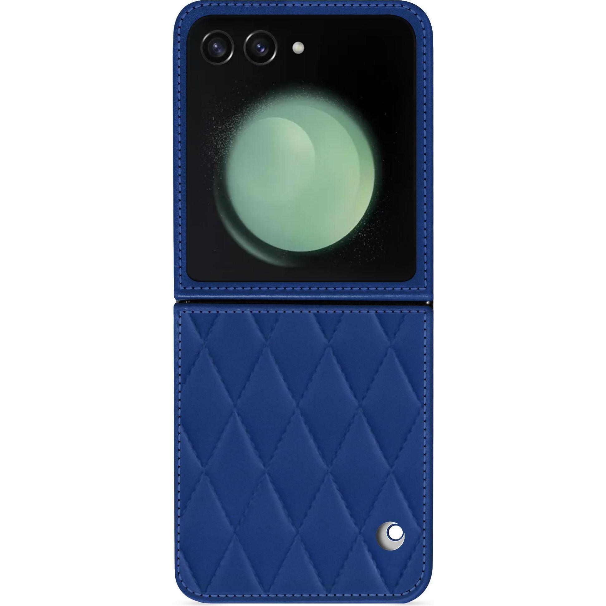 Noreve Lederschutzhülle Samsung Galaxy Z Flip5 (Samsung Galaxy Z Flip5), Smartphone Hülle, Blau