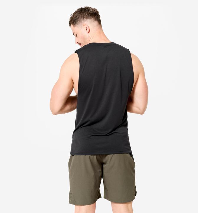 Actual product image Domyos Men's Crew Neck Slim-Fit Breathable Cross Training Tank Top - Black (M)
