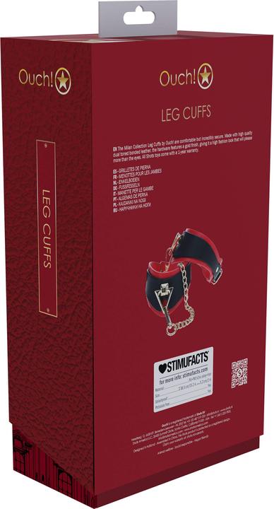 Actual product image Ouch! Milan Collection - Leg Cuffs - Black/Red
