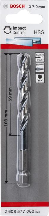 Produktbild Bosch Professional Zubehör HSS Spiralbohrer mit Sechskantschaft 7,0 mm (7 mm)