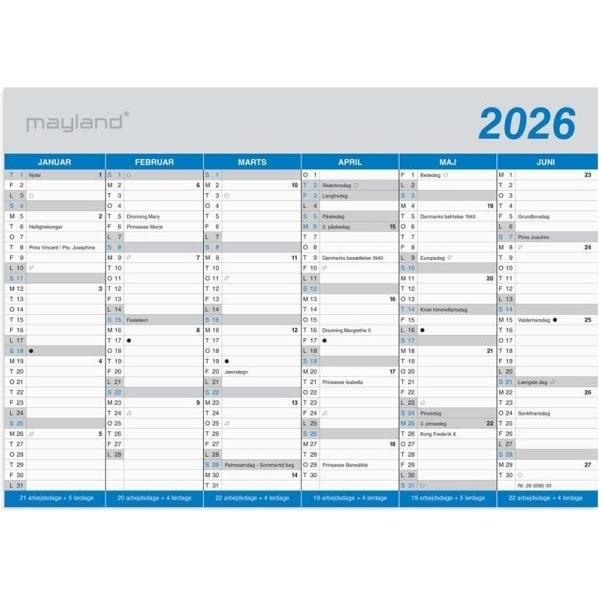 Mayland-Burde, Calendario, Kontorkalender Klassisk A5 2026 (A5)