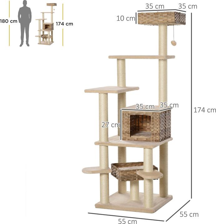 Actual product image Jamb Scratching post (174 cm, Brown)