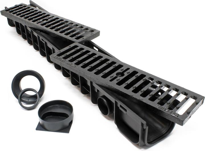 Immagine prodotto Wiltec Caniveau 3x1m Grille recouvrement 12,5t Fonte Drainage Eaux usées Rigole Grille évacuation Garage