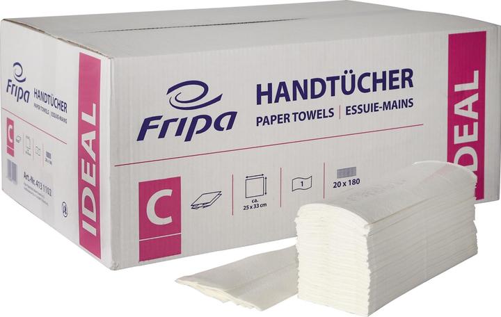 Actual product image Fripa Towel paper IDEAL, 250 x 330 mm, C-fold, bright white 1-ply, made of 100% cellulose, tear-resistant (3600 x)