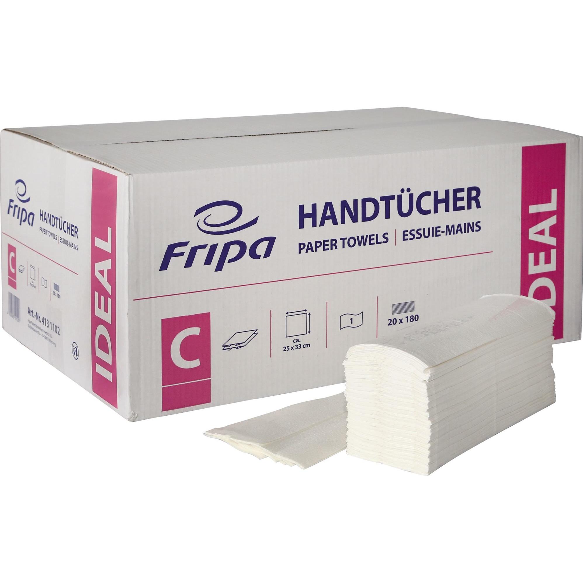 Fripa Handtuchpapier IDEAL, 250 x 330 mm, C-Falz, hochweiss 1-lagig, aus 100% Zellstoff, reissfest (20x) (4131102)