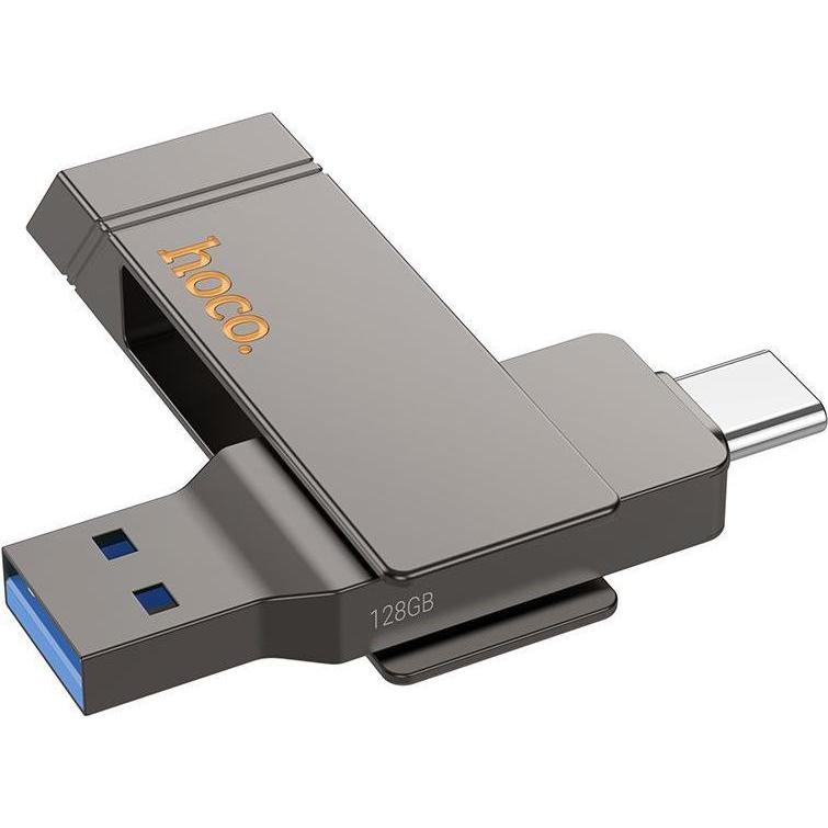 Hoco Memory cards pendrive USB A + USB C UD15 128GB USB3.2 (128 GB, USB-A, USB-C), Chiavetta USB, Argento