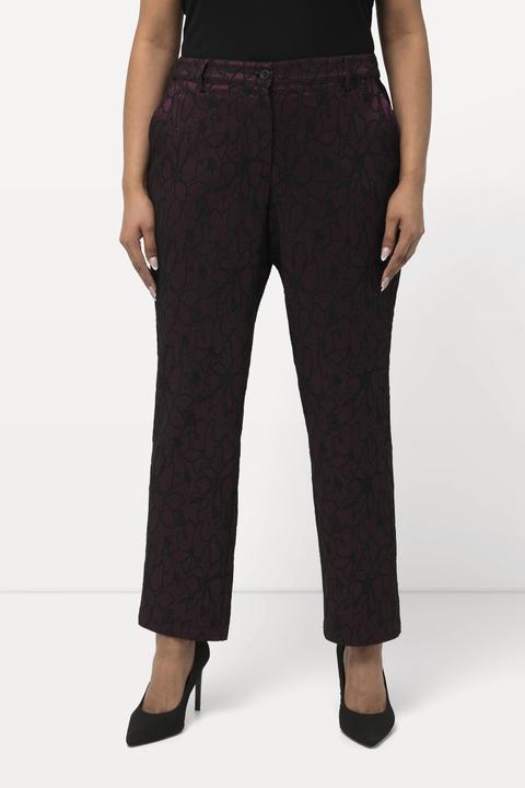 Produktbild Ulla Popken Jacquard-Hose, florales Design, schmales Bein (48)