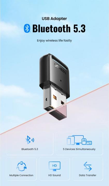 Image du produit Ugreen Adaptateur USB Bluetooth 5.3 (Emetteur & Récepteur)