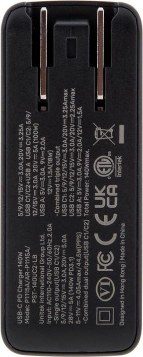 Actual product image Unitek ŁADOWARKA GAN 2X USB-C USB-A 140W (140 W)