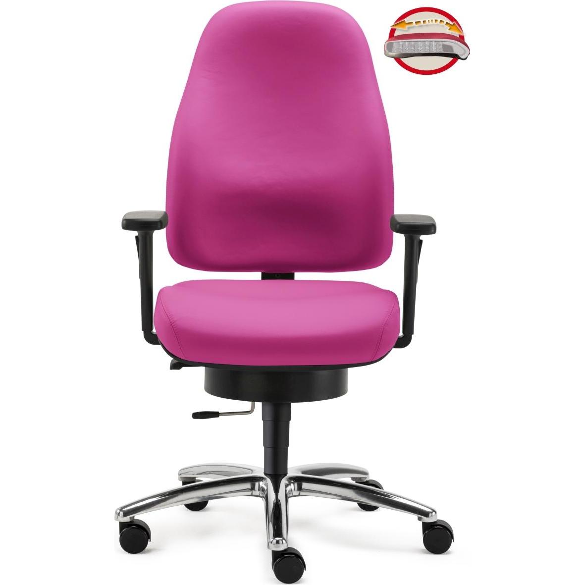 Sitwell, Bürostuhl, Bürodrehstuhl Lady m. Armlehne Leder Alu-Fusskreuz Hartboden pink