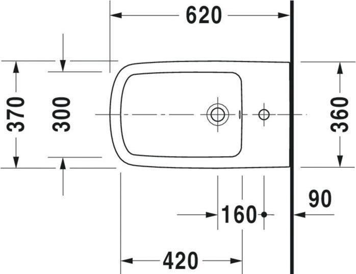 Actual product image Duravit Wall-mounted bidet DURASTYLE w ÜL HLB 370x620mm 1 tap hole white WG