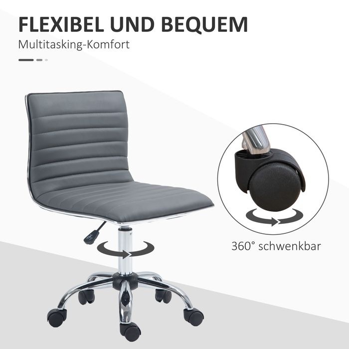 Produktbild Swisshandel24 Bürostuhl ohne Armlehnen, höhenverstellbar Drehstuhl mit Rollen, Dunkelgrau