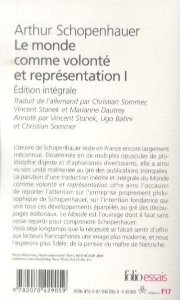 Immagine prodotto Le monde comme volonté et représentation (Francese, Arthur Schopenhauer, 2009)