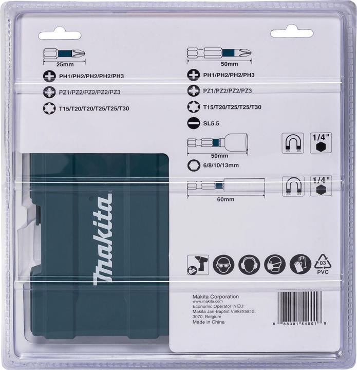 Immagine prodotto Makita Set di bit 35 pezzi (Esagono incassato TX, Croce Pozidriv PZ, Croce Phillips PH)