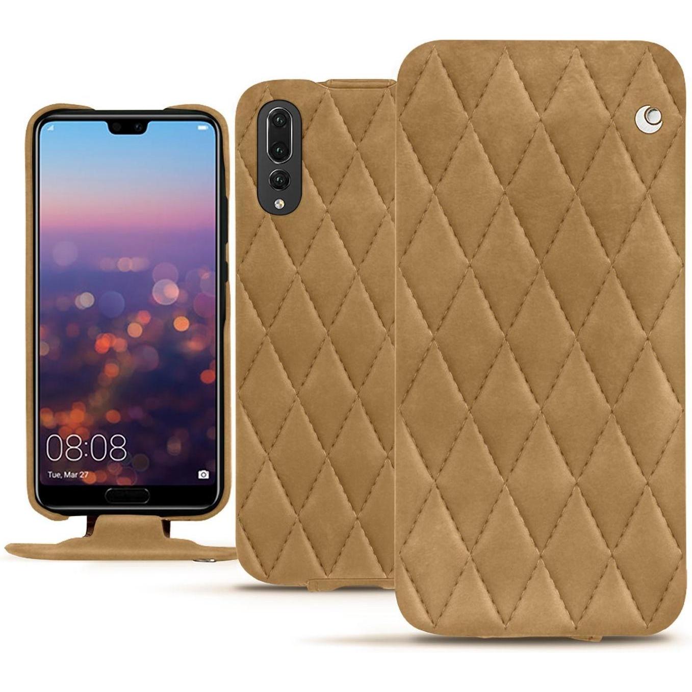 Noreve Lederschutzhülle vertikal (Huawei P20 Pro), Smartphone Hülle, Braun