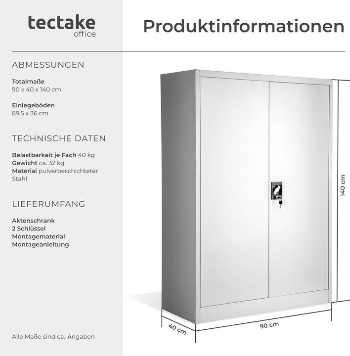 Actual product image tectake Filing cabinet (90 x 40 x 140 cm)