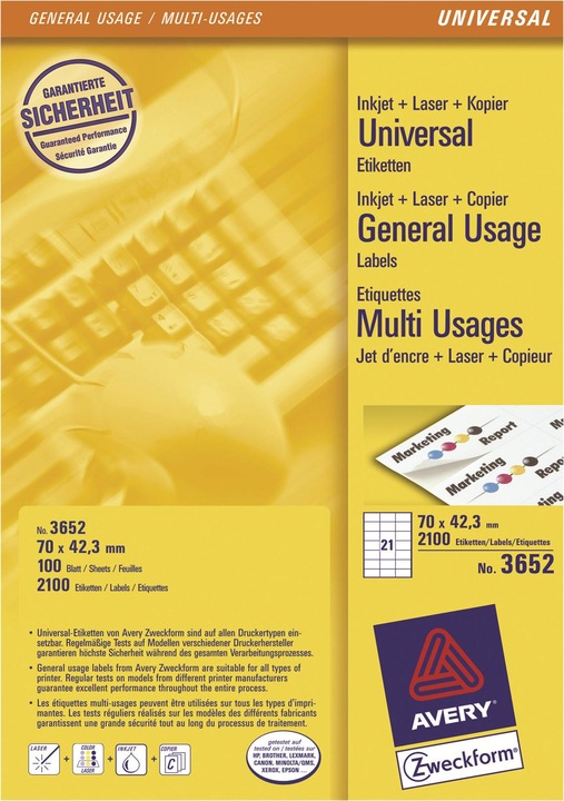 Actual product image Avery universal labels