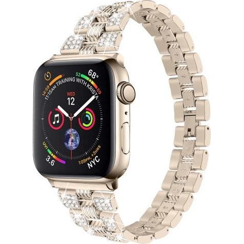 Cover-Discount Apple Watch 42/44/45mm - Edelstahl mit Strass Armband gold (42 mm, 44 mm, 45 mm, Edelstahl, Apple Watch S...