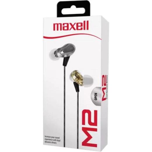 Maxell Słuchawki Słuchawki MLA EB-PRO M2 Dual Driver Earbuds silver (Senza fili), Cuffie, Argento