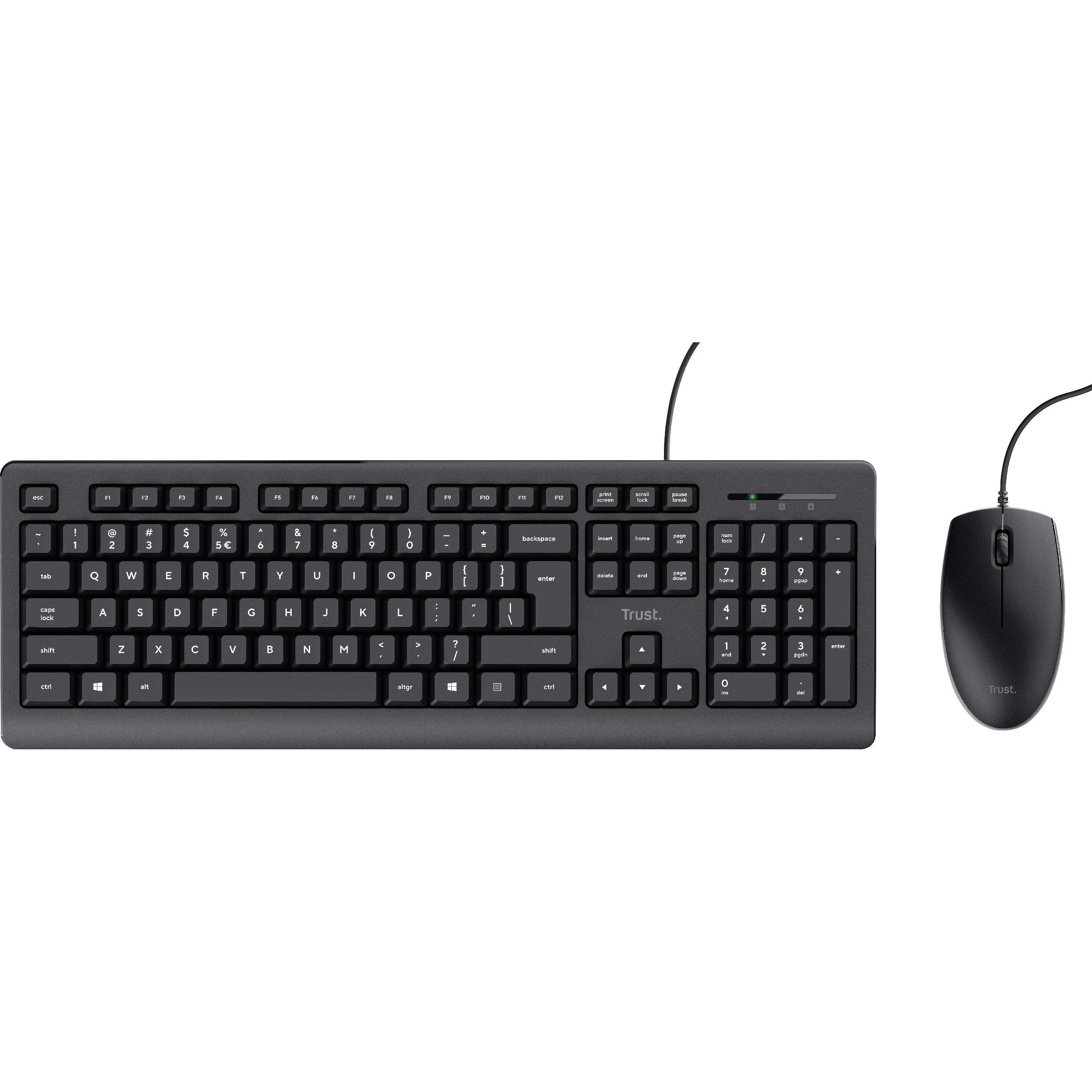 Trust TKM-250 (DE, Kabelgebunden), Tastatur, Schwarz