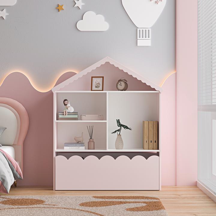 Produktbild En.Casa Kinderregal Vestnes 114x91x30 cm Cotton Candy/Weiss