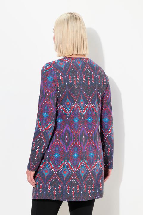 Produktbild Ulla Popken Longshirt, gemustert, A-Linie, Carree-Ausschnitt, Langarm (58)