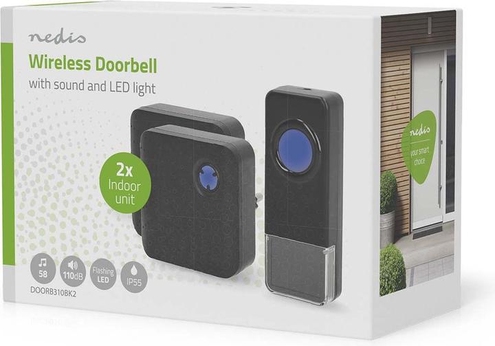 Actual product image Nedis Wireless doorbell set | Mains power supply | 100 - 240 V AC 50/60 Hz | 1x 23A 12V | Loud speaker (Wireless)